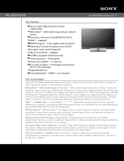 Sony KDL-40Z4100/S Marketing Specifications (Color: Brushed Metal finish)