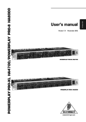 Behringer POWERPLAY PRO-8 HA8000 Manual
