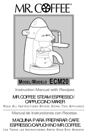 Mr. Coffee ECM20 Instruction Manual