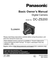 Panasonic DC-ZS200 Basic English Operating Manual