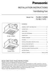 Panasonic FV-08-11VF5 Installation Instructions