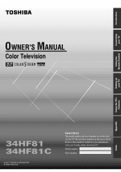 Toshiba 34HF81 Owners Manual
