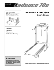 Weslo Cadence 70e Treadmill English Manual
