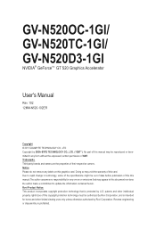 Gigabyte GV-N520D3-1GI Manual