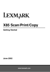 Lexmark X85 Getting Started (1.24 MB)