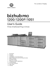 Konica Minolta bizhub PRO 1051 bizhub PRO 1051/1200/1200P PostScript 3 Plug In Driver User Guide
