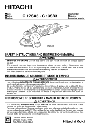 Hitachi G12SA3 Instruction Manual