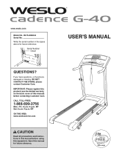 Weslo Cadence G-40 Treadmill English Manual