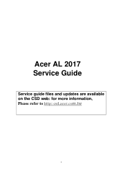 Acer AL2017 AL2017 LCD Monitor Service Guide