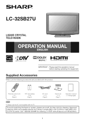 Sharp LC32SB27U LC-32SB27U Operation Manual