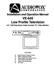 Audiovox VE640 Operation Manual
