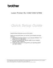 Brother International HL 1270N Quick Setup Guide - English