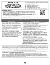 Maytag UMV1160CB Warranty Information