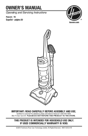 Hoover WindTunnel Max Capacity Upright Vacuum Product Manual
