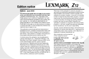 Lexmark Z12 Color Jetprinter User's Guide for Windows 2000 (2.3 MB)