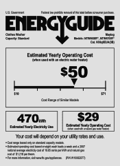 Amana NTW4600Y Energy Guide