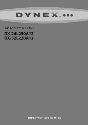 Dynex DX-32L220A12 Important Information (English)