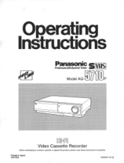 Panasonic AG5710P AG5710 User Guide