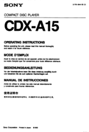 Sony CDX-A15 Users Guide