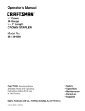 Craftsman 68496 Operation Manual