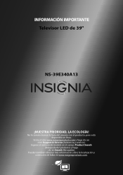 Insignia NS-39E340A13 Important Information (Spanish)