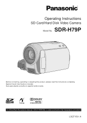 Panasonic SDRH79 SDRH79 User Guide