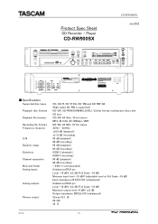 TASCAM CD-RW900SX Specifications