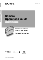 Sony DCR-HC40 Camera Operations Guide
