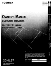 Toshiba 20HL67 Owner's Manual - English