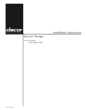 Dacor EGR30 Installation Instruction - Epicure Range