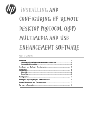 HP t5630 Installing and Configuring HP Remote Desktop Protocol (RDP) Multimedia and USB Enhancement Software