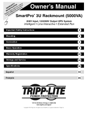 Tripp Lite SMART5000RT3U Owner's Manual for SMART5000RT3U SmartPro UPS 932159