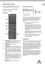 Behringer 962 SEQUENTIAL SWITCH Quick Start Guide
