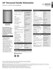 Bosch SHE3AEE5N Product Specification Sheet