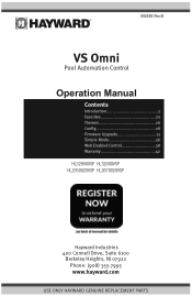 Hayward MaxFlo VS 500 Omni VS Omni Automation Control Operation Manual
