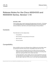 Linksys NSS4100 Release Notes for the Cisco NSS4000 and NSS6000 Series Network Storage System, Version 1.16