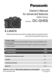 Panasonic LUMIX GH5s Advanced Operating Manual