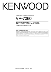 Kenwood VR-7060 Instruction Manual