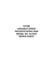 Ryobi RJ165VK Repair Sheet