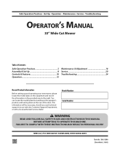 Cub Cadet CC 800Lawn Mower Operation Manual