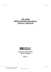 HP 32Sii HP 32Sii RPN Scientific Calculator - (English) Owner Manual