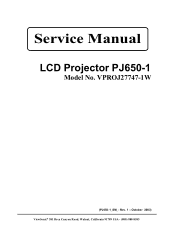 ViewSonic PJ650 Service Manual