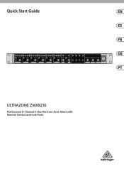 Behringer ZMX8210 V2 Quick Start Guide