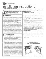 GE ADT521PGJWS Installation Instructions