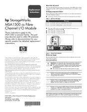 HP StorageWorks MSA1500 HP StorageWorks MSA1500 cs Fibre Channel I/O Module Replacement Instructions (April 2004)