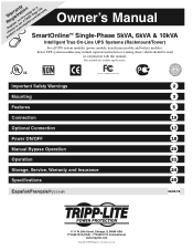 Tripp Lite SU5000RT3U Owner's Manual for SmartOnline Single-Phase 5kVA, 6kVA & 10kVA UPS 932407