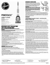 Hoover PowerDash Pet Compact w/ Storage Mat Product Manual
