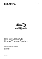 Sony BDV-F7 Operating Instructions