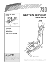 Weslo Momentum 730 Elliptical English Manual