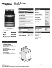 Whirlpool WFG525S0H Specification Sheet